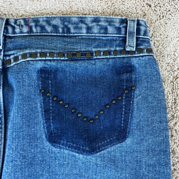 Vintage Evidence Metal Embellished Distressed High Waist Cutoff Denim Skirt W 30 - Picture 3 of 6
